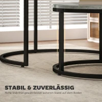 HOMCOM Moderne koffietafel 2-delige set, stapelbare bijzettafels met metalen frame voor woonkamer, slaapkamer, kantoor, Grijs(m-6)