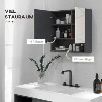 HOMCOM Badkamerkast met Spiegeldeur, Verstelbare Planken, tot 15 kg Belastbaar, Wit(m-4)