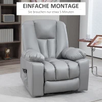 HOMCOM Massagestoel Relaxfauteuil Seniorfauteuil, afstandsbediening, zijvakken, 94 cm x 96 cm x 106 cm, donkergrijs(m-8)