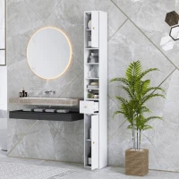 HOMCOM 178 cm Narrow Tall Bathroom Cabinet - White(m-8)