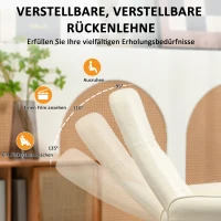 HOMCOM Massagestoel met voetenbank, ergonomische stoel met 10 vibratiepunten, kunstleer, 76 x 81 x 105 cm, Crèmeweiß(m-6)
