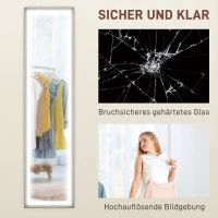 HOMCOM LED full-length spiegel, 40 x 160 cm, touch-bediening, dimbaar, 3 kleuren, Grijs(m-8)