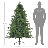 HOMCOM Kunstkerstboom, 183 cm kerstboom met 1700 punten, brede opklapbare metalen standaard, voor kerstdecoratie, groen(m-3)