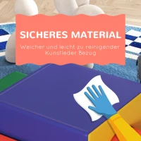HOMCOM 4-delige Zacht Speelblokkenset voor Klimmen en Glijden, Kunstleer Bekleed, voor Kinderen van 1-3 Jaar, Meerkleurig(m-7)