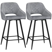 HOMCOM set van 2 barkrukken in retrostijl, fluwelen look, inclusief voetsteun 50 cm x 53 cm x 94 cm grijs(m-11)