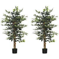 HOMCOM Set of Two Artificial Ficus Trees(m-1)