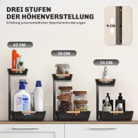 HOMCOM Keukenrek, Verstelbaar Rek met 2 Mandjes, Koffiebar 40 x 30 x 33,5-42 cm(m-4)