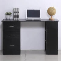 HOMCOM Computer Desk, Home Office Desk, Writing Table, PC Workstation with 3 Storage Shelves and 3 Drawers for Working, Study, 120 x 49 x 72 cm, Black(m-7)