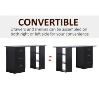 HOMCOM Computer Desk, Home Office Desk, Writing Table, PC Workstation with 3 Storage Shelves and 3 Drawers for Working, Study, 120 x 49 x 72 cm, Black(m-5)