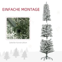 HOMCOM Kerstboom 180 cm, LED-lichtsnoer, Kunstboom, Vlamvertragend, Metalen voet, Groen+Wit(m-7)