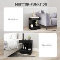 HOMCOM Nachtkastje, Bijzettafel met Lade en Open Opbergruimte, Modern Sofa Tafel met Schap voor Verschillende Ruimtes, Zwart(m-5)