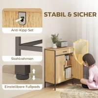 HOMCOM Badkamerkast, tweelagige planken, grote lade, industrieel design, eikenlook(m-7)
