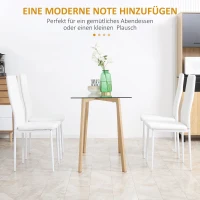 HOMCOM Set van 4 stoelen, eetkamerstoelen, keukenstoelen, 41 cm x 50 cm x 97 cm, wit(m-4)