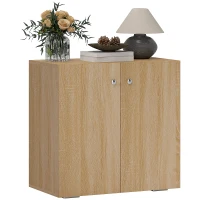 HOMCOM Buffet Commode Placard Meuble de Rangement dossiers pour Salon, Bureau, Salle à manger avec 2 Portes et étagères en Bois chêne Clair(m-1)