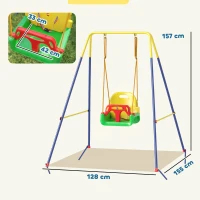 AIYAPLAY Portique Balançoire Enfants 3-en-1, Balançoire Pliable avec Siège Réglable, Intérieur et Extérieur, Multicolore(m-3)