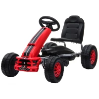 AIYAPLAY Go Kart para Niños de +3 Años con Asiento Ajustable Volante Freno Manual Marco de Aluminio y Acero Carga 30 kg Rojo(m-16)