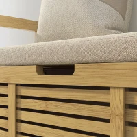 HOMCOM Bancă Pantofar cu Lamele pentru Hol, Design Rabatabil, din Lemn de Bambus, 100x40x60 cm(m-9)
