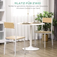 HOMCOM eettafel voor 2 personen, rond tafelblad, stalen voet, wit, 70 x 70 x 75 cm(m-4)