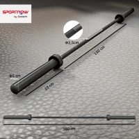 SPORTNOW Barre Olympique de 50 mm en Acier Finition Mate avec Prise Moletée et Manchons Longs, Charge 200 kg, Ø5 x 180 cm, Noir(m-3)