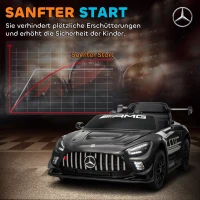 AIYAPLAY Mercedes-elektrische auto, zitauto voor kinderen, 12V batterij, LED-lichten, muziekfunctie, claxon, 3-8 jaar, Zwart(m-7)