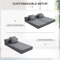HOMCOM Convertible Chair Bed, Floor Sofa Bed Recliner, Fabric Upholstered Sleeper Lounge Futon with Pillow for Living Room, Dark Grey(m-18)