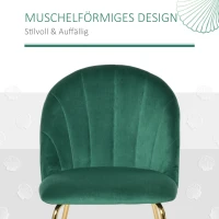 HOMCOM set van 2 keukenstoelen eetkamerstoelen met rugleuning polyester stof metalen poten groen + goud 52 x 52 x 81 cm(m-4)