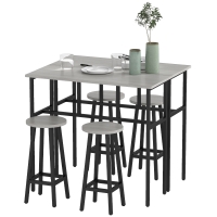 HOMCOM Ensemble table de bar style industriel 6 pièces, 2 tables hautes avec 4 tabourets - acier et panneaux de particules - 4 personnes