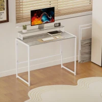 HOMCOM Bureau d'ordinateur pliable avec support d'écran, pour chambre, petits espaces, 100 x 48 x 87,5 cm, bois naturel(m-7)