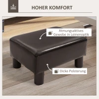HOMCOM Hocker met stoffen bekleding in kunstlederlook, tot 100 kg, koffie, 40 x 30 x 24 cm(m-4)