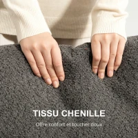 HOMCOM Canapé 2 places 120 cm avec coussins de dossier amovibles, tissu chenille pour salon, chambre, bureau, gris foncé(m-5)