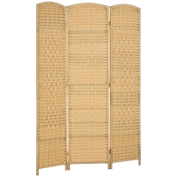 HOMCOM Biombo Dobrável de 3 Painéis Divisor de Ambientes 135x180 cm Ecrã de Privacidade de Polipropileno Madeira