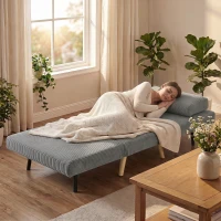 HOMCOM Slaapfauteuil 3-in-1, uitschuifbare fauteuil in cord met slaapfunctie verstelbare rugleuning, kussen donkergrijs(m-11)