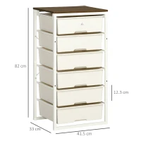 HOMCOM Bedroom Chest of Drawers, 6-Drawer Dresser, Tall Storage Drawer Unit with Steel Frame for Living Room, White(m-3)