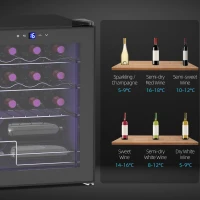 HOMCOM 42L 16-Bottle Wine Cooler Fridge - Black(m-9)