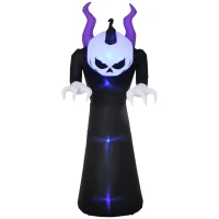 Outsunny spook met pompoenkop, opblaasbaar Halloweendecor met blauw vlammeneffect, 88 x 79 x 210 cm(m-11)