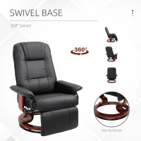 HOMCOM Reclining Swivel Chair, with Footrest - Black(m-7)