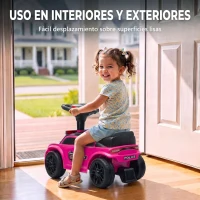 AIYAPLAY Coche Correpasillos de Policía para Niños de 18-36 Meses con Luz Música y Espacio de Almacenaje 65x29,5x36 cm Rosa(m-8)