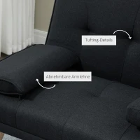 HOMCOM Slaapbank, logeerbed, verstelbare rugleuning, inklapbare tafel, 181x77x78 cm, Zwart(m-6)