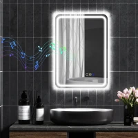 HOMCOM 70 x 50 cm Bluetooth Bathroom Mirror - Silver-Tone(m-10)