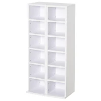 HOMCOM cd-kast cd-rek met 6 vakken staande kast tweedelige set met twee open opbergvakken spaanplaat wit 21 x 22,5 x 88,5 cm(m-10)