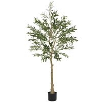 HOMCOM Olivier artificiel 150 cm plante artificielle intérieur, fausse plante décoration pour maison, bureau, salon, chambre(m-1)