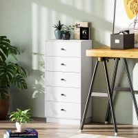 HOMCOM Ladenkast Sideboard met 5 Laden in Moderne Stijl van Spaanplaat, 47 x 29 x 95 cm, Wit(m-7)