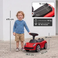 AIYAPLAY Voiture sans pédales pour bébés 18-36 mois Licence Porsche 2 phares Klaxon Son de démarrage 63x28,5x38 cm Rouge(m-3)