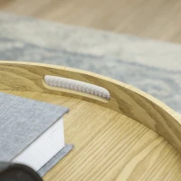 HOMCOM Opbergkruk met Ruimte, Rond, Voetensteun, Corduroy, MDF, Crèmewit(m-8)