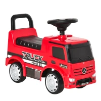 HOMCOM speelgoedauto loopauto babywagen kinderwagen gelicentieerd door Mercedes ANTOS vrachtwagenstijl met licht voor kinderen van 12 tot 36 maanden metaal PP plastic wit + zwart 62.5x28.5x45cm(m-1)