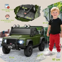 AIYAPLAY Kinder Elektroauto, 12V batterij-aangedreven, afstandsbediening, muziekfunctie, toeter, LED-lampen, Groen(m-3)