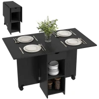HOMCOM Klapptisch Esstisch, ausziehbarer Küchentisch für 2 à 4 Personen, 2 Klappen, 120 x 72 x 75 cm, Schwarz(m-8)
