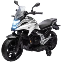 AIYAPLAY 12V Honda Licensed Kids Electric Motorbike w/ Music, Headlights, Early Education Function, for Ages 3-6 Years, White(m-11)