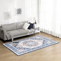 HOMCOM Vintage Area Rugs, Faux Rabbit Fur Large Carpet for Living Room, Bedroom, Dining Room, 160 x 230 cm, Blue(m-12)