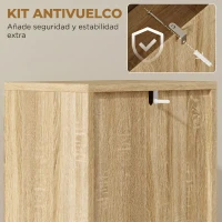 HOMCOM Armario Alto para Baño con Estantes Ajustables Puertas de Lamas Apertura por Presión 34x23x170 cm Natural(m-9)